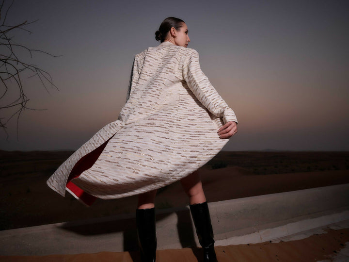Beige and White Latifa Coat