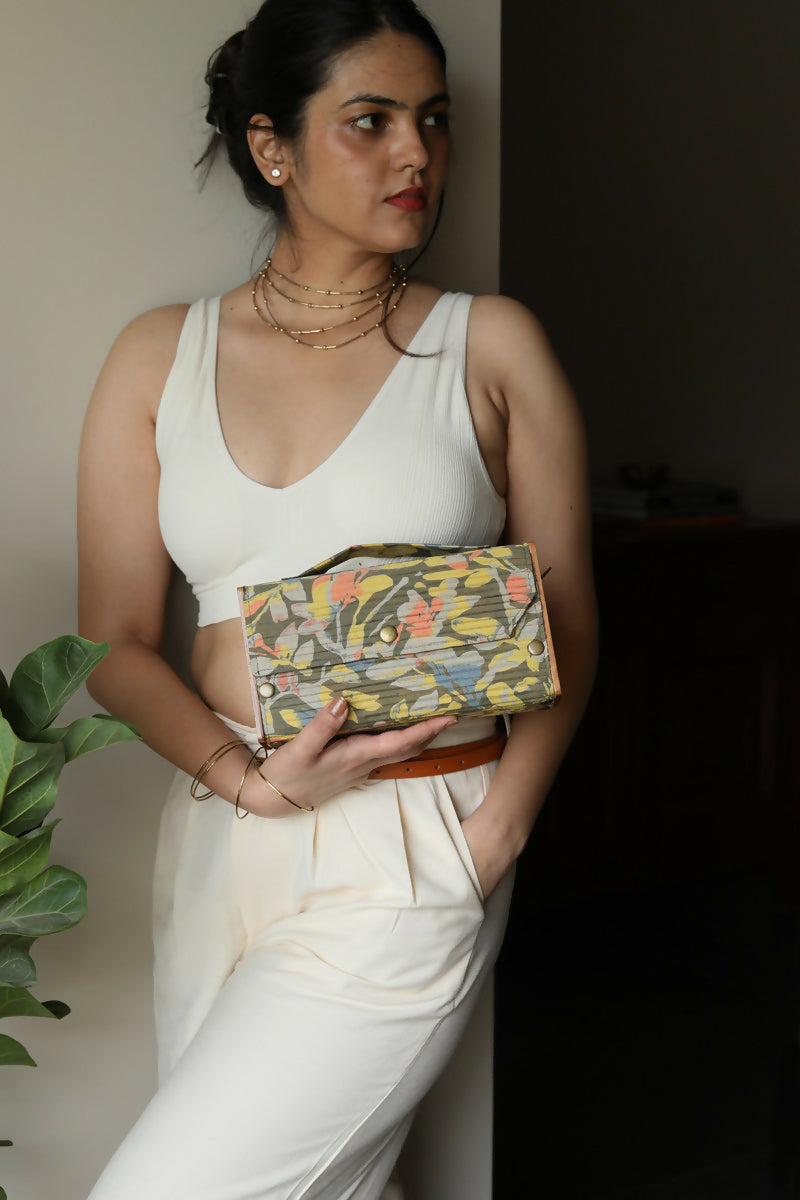 Olive Green Box Clutch - Gift Box