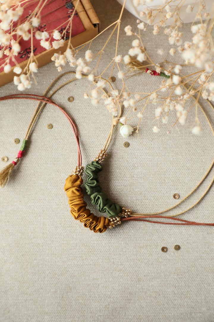 Green & Yellow Scrunchie Rakhi - Set Of 2