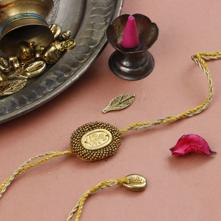Golden Bloom Handcrafted Rakhi - Set of 3