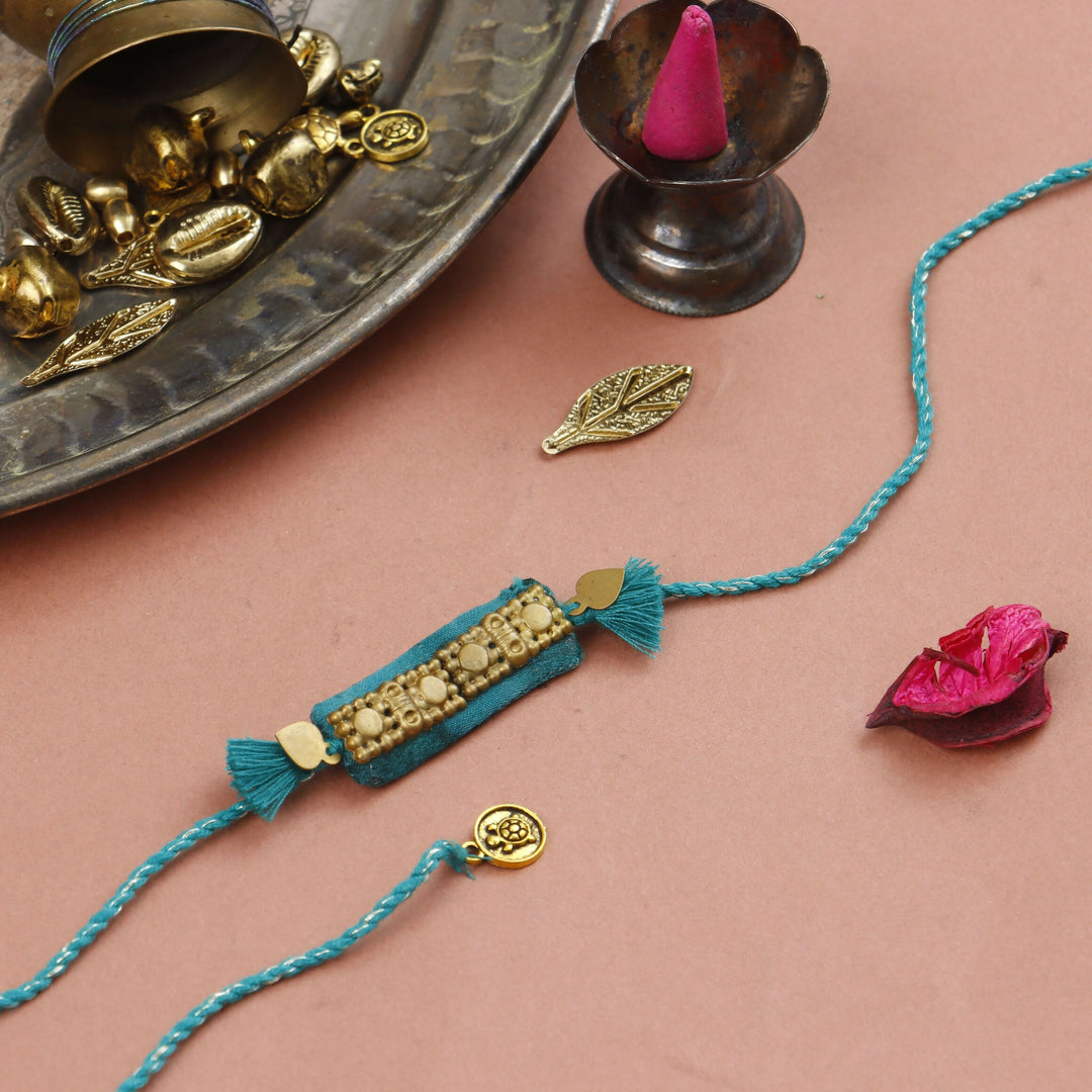 Multicolour Regal Rectangle Handcrafted Rakhi - Set of 3