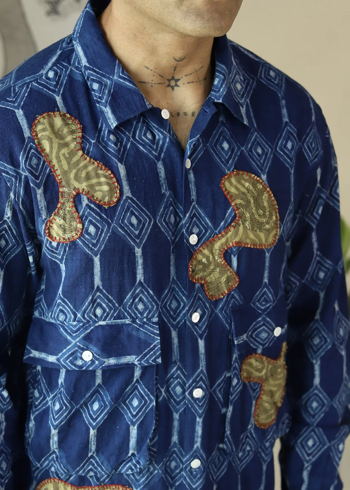 'Neel' Unisex Indigo Khadi Overshirt
