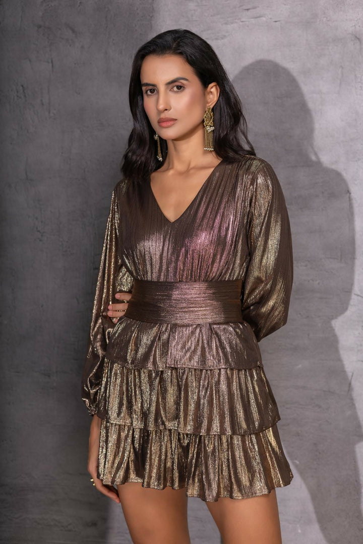 Bronze Tier Mini Dress