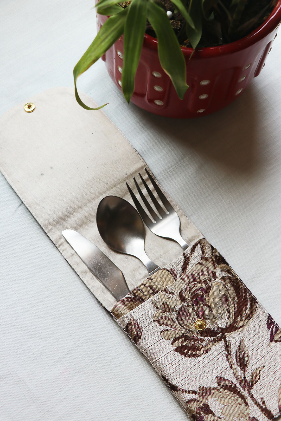 Brown Printed Cutlery Case