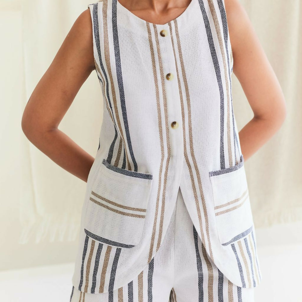 Striped Cotton Sleeveless Top
