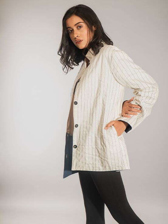 Reversible Unisex Jacket - Beige & White