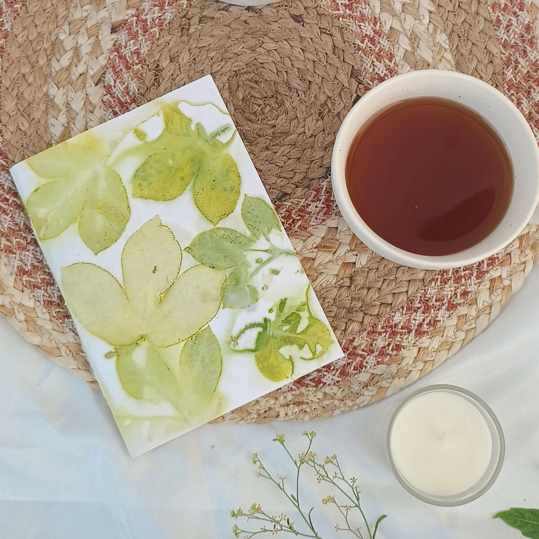 Eco-printed Handmade Journal - Blooming Green