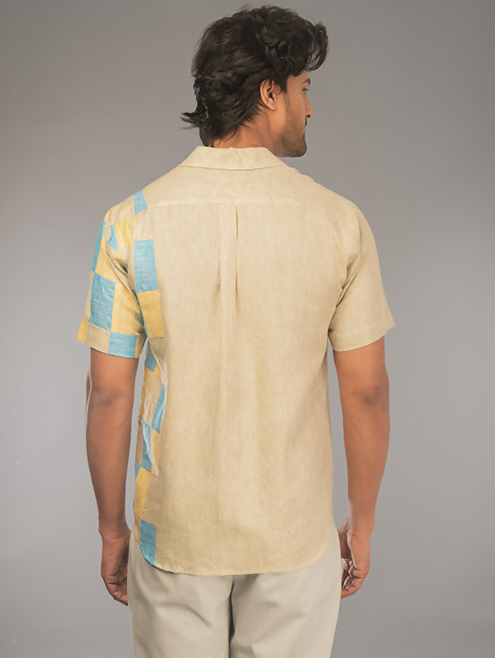 Hemp Patchwork Shirt - Beige