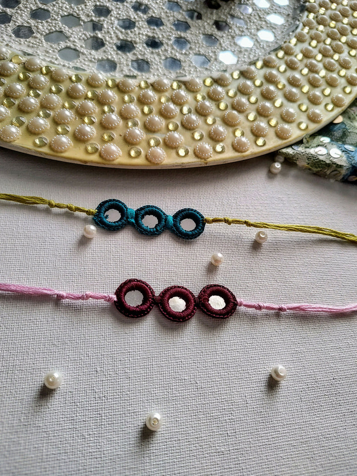 Multicolor Crochet Mirror Rakhi
