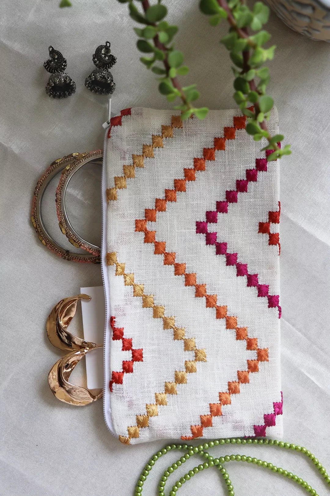 Multicolor Zig-Zag Multipurpose Pouch