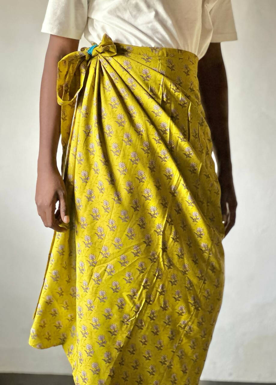 Lemon Yellow Wrap Skirt