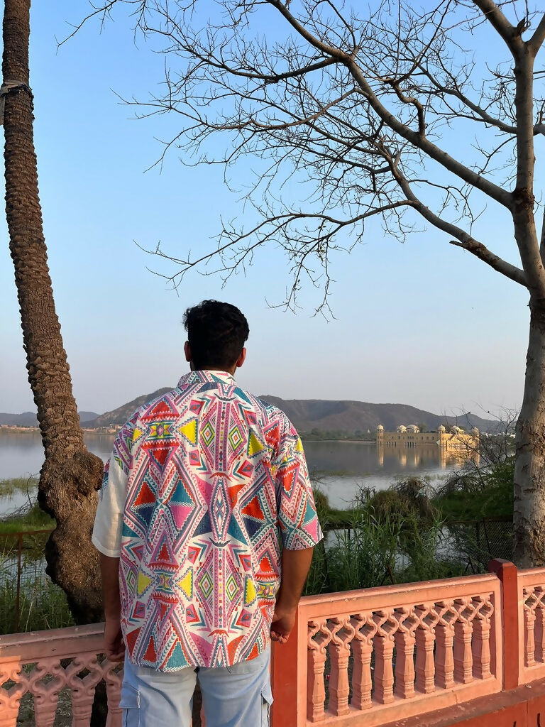 Unisex Pink and White Oversized Shirt
