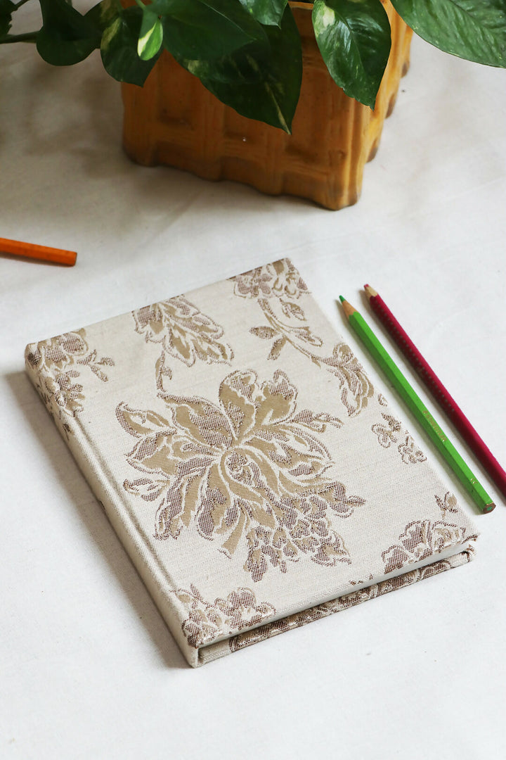 Beige Floral Printed Notebook
