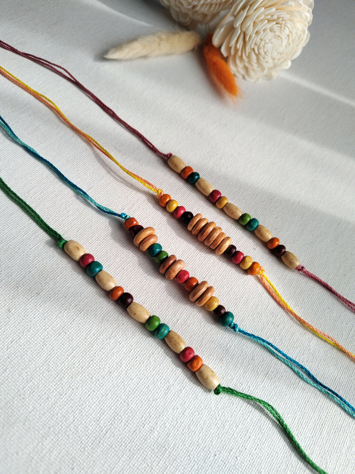 Wooden Bead Rakhi - Set of 4