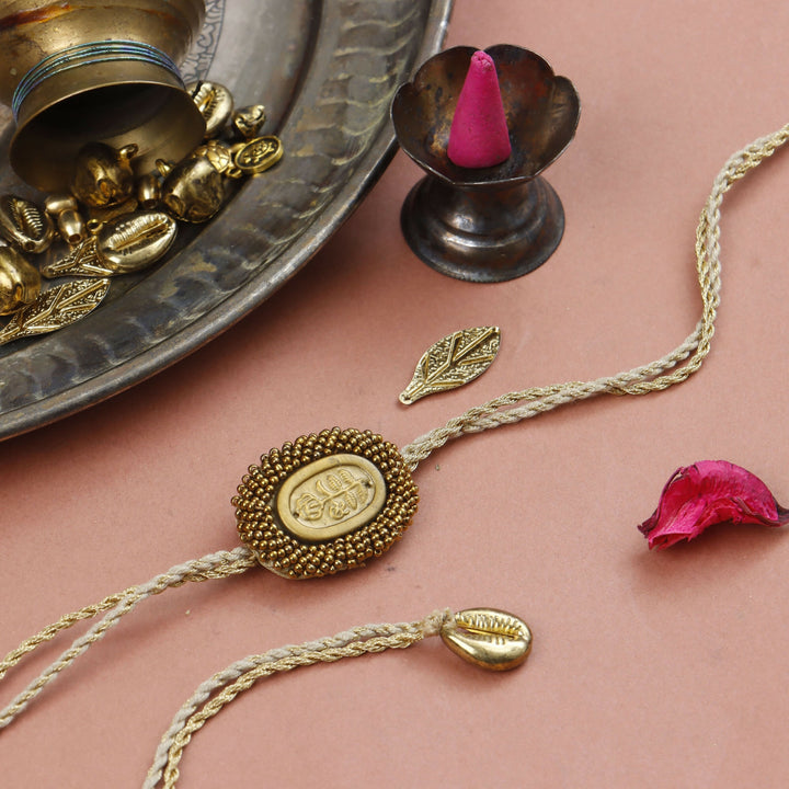 Golden Bloom Handcrafted Rakhi - Set of 3