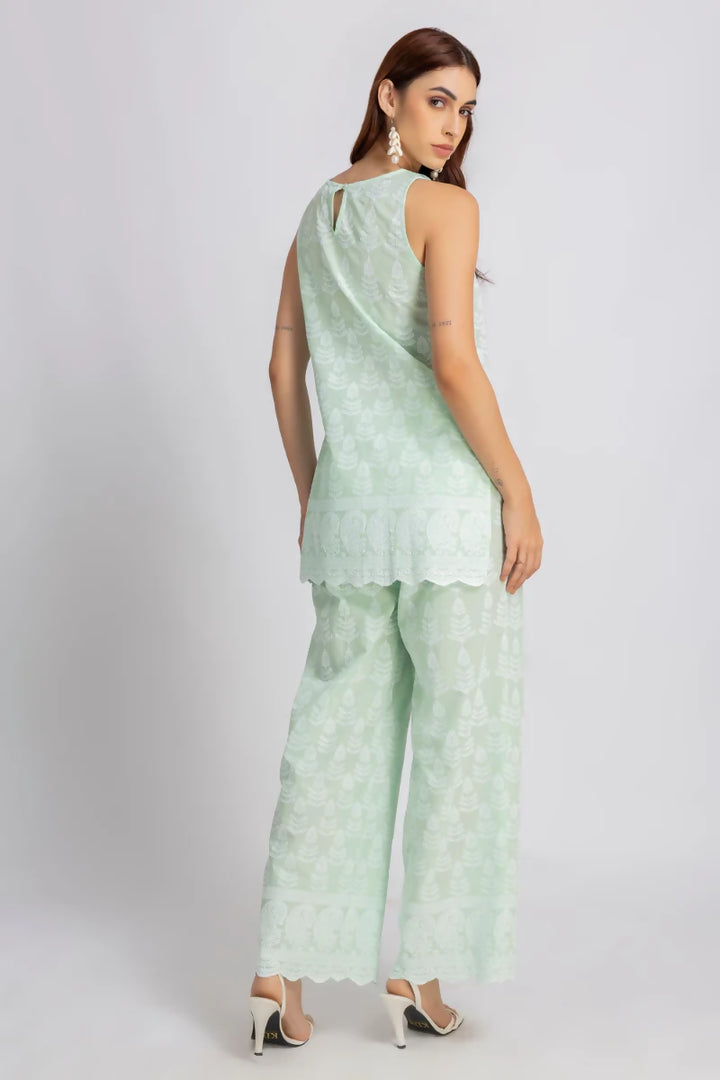 Sage Green Embroidered coord set