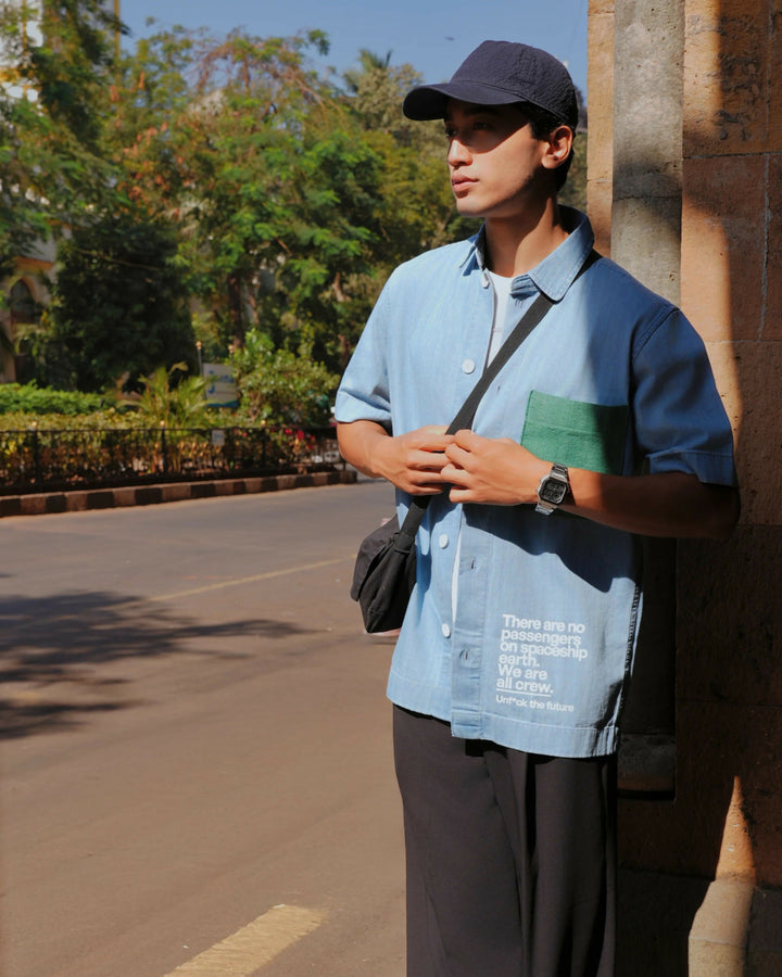 Light Indigo Half-Sleeved Shirt