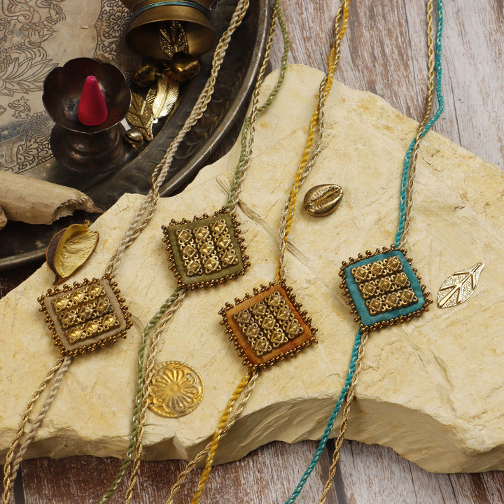 Magestic Square Handcrafted Rakhi - Set of 4