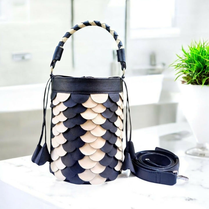 Wild Flower Bucket Bag - Black & Beige
