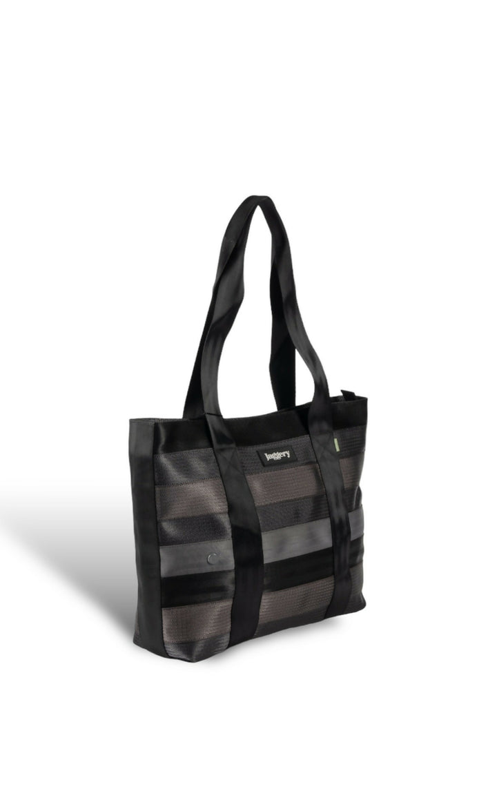 Noir Surplus Tote in Rescued Car Seat Belts