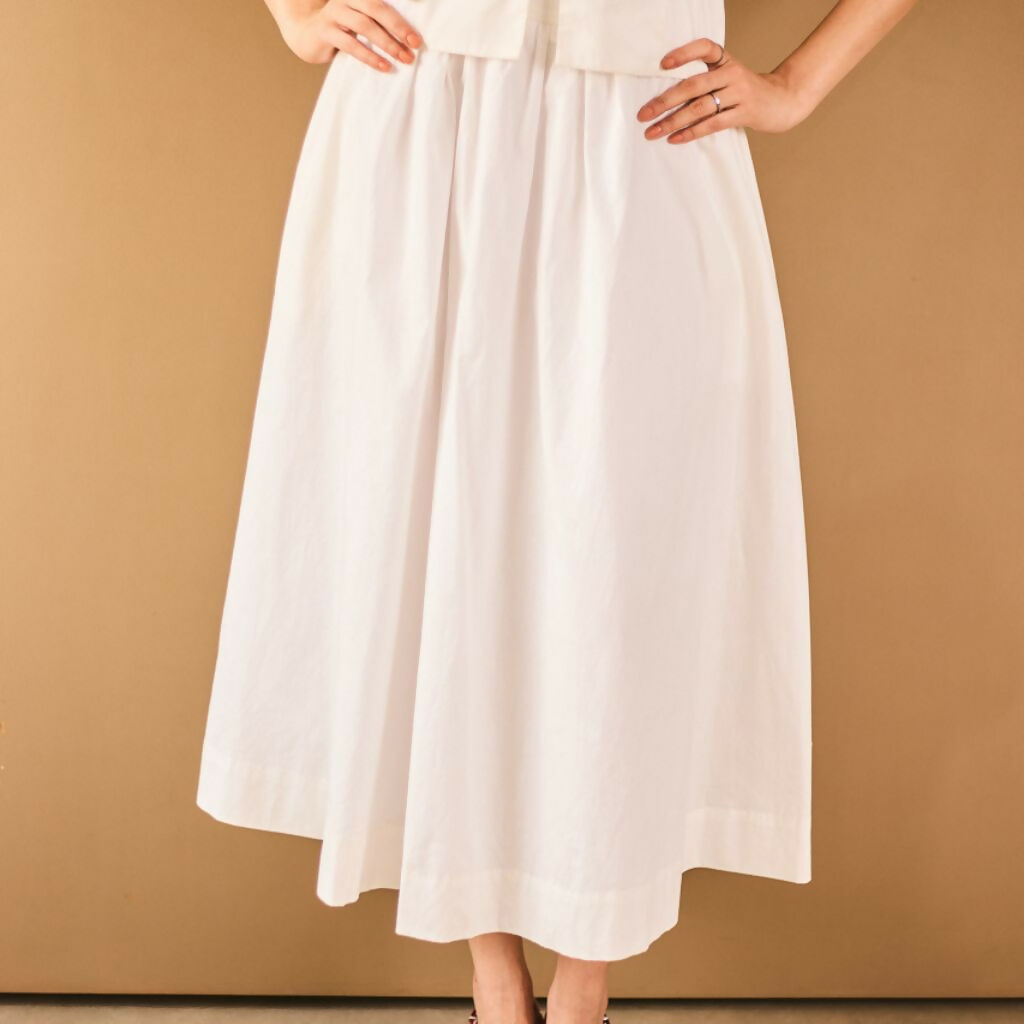 White Collar Top & Skirt Set
