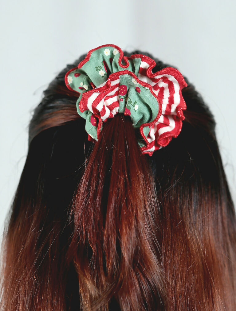Merry Cherries Organic Cotton Scrunchie