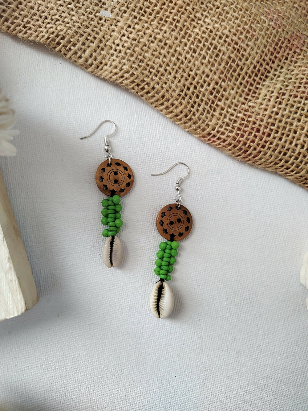 Shell Drop Dangles Green