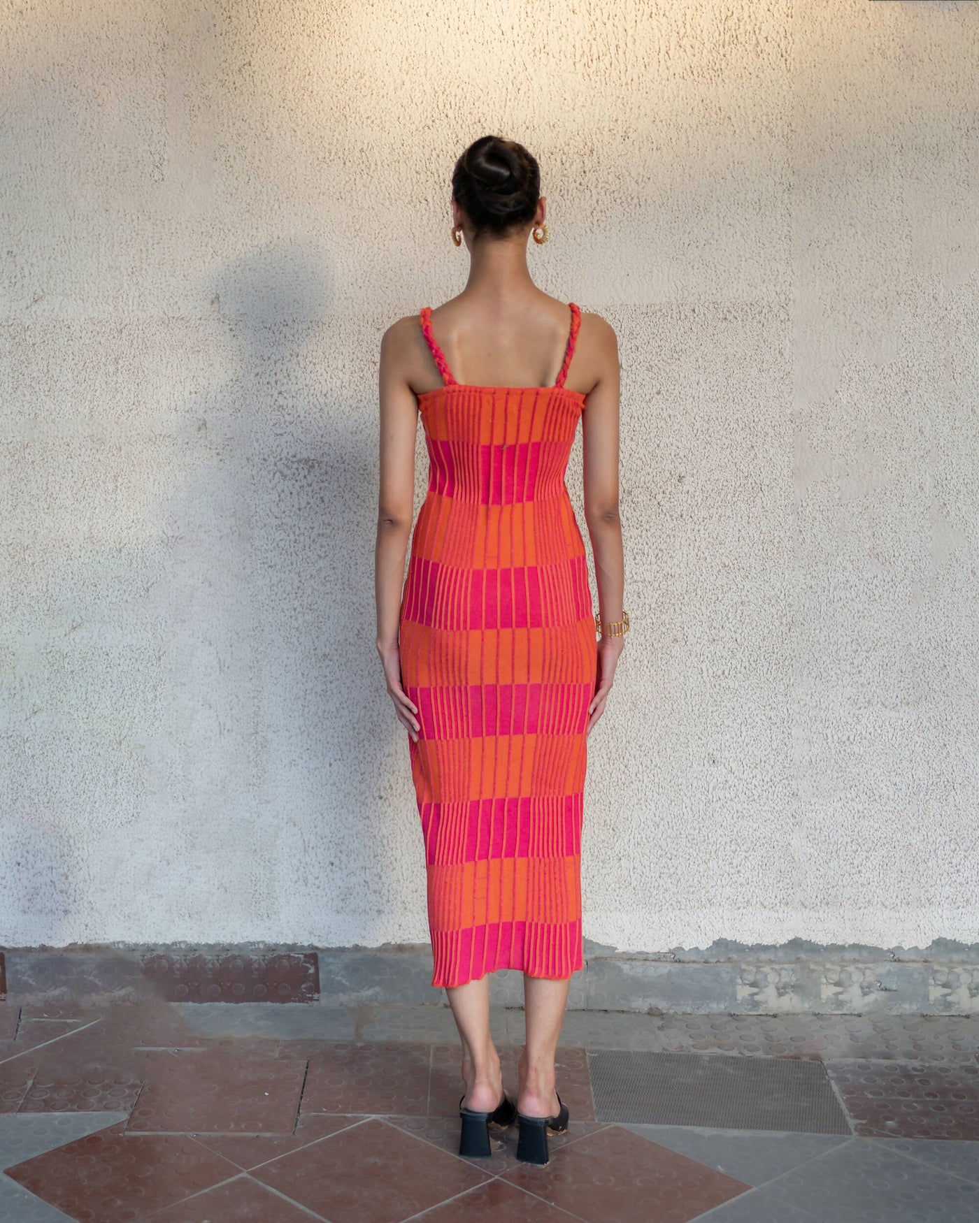 Pink-Orange Midi Dress