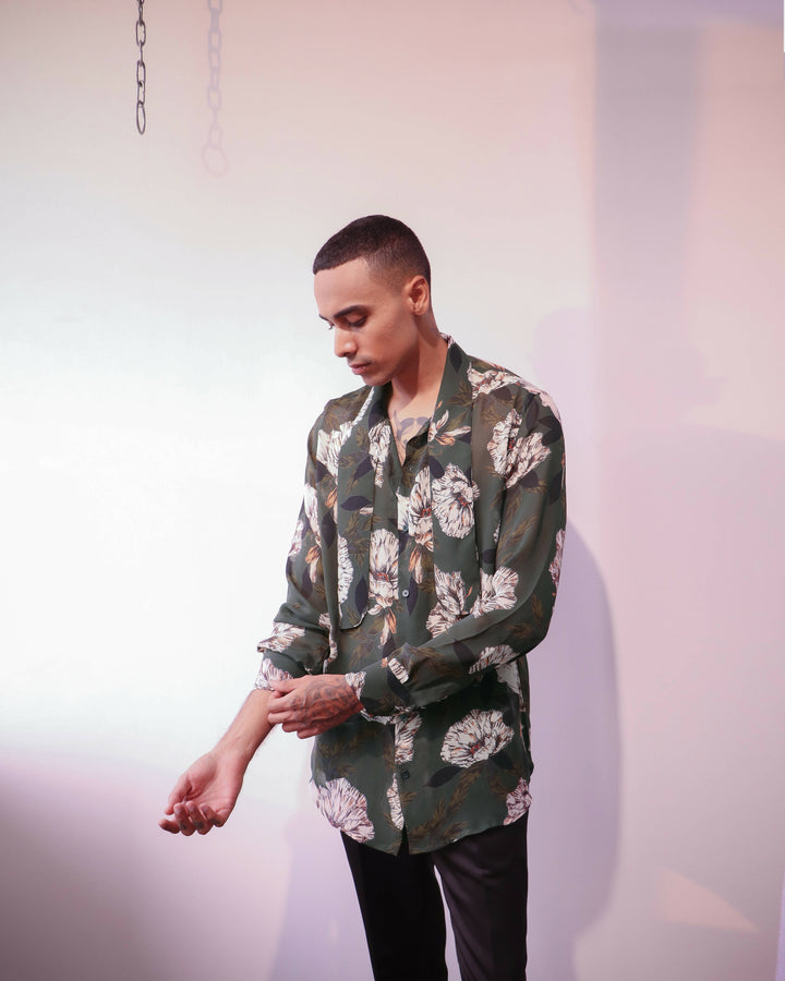 Bottle Green Floral Shirt