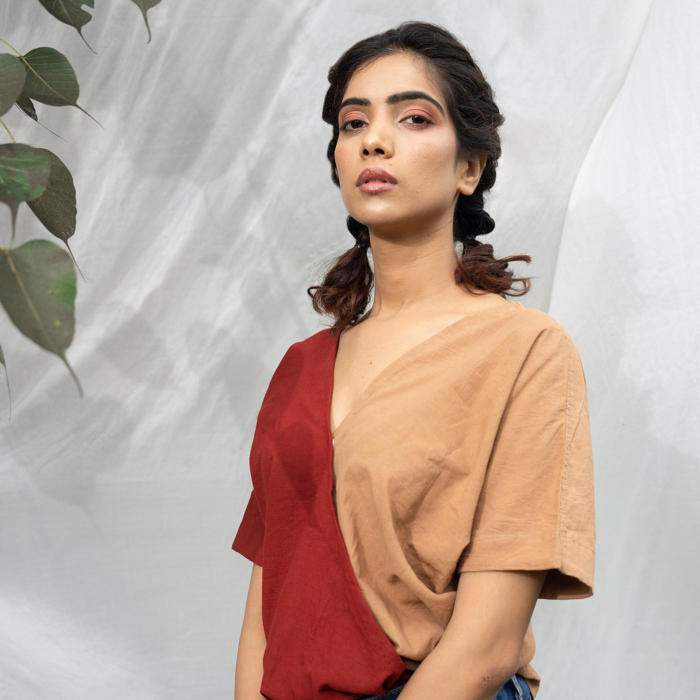 maroon and brown, organic cotton top