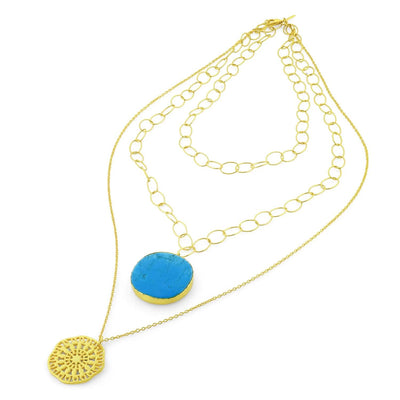 Textures Coin and Turquoise Layered Necklace