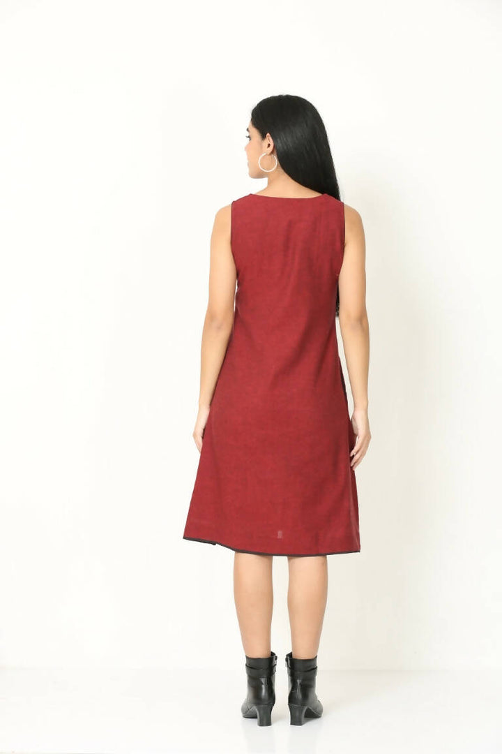 Maroon handloom dress