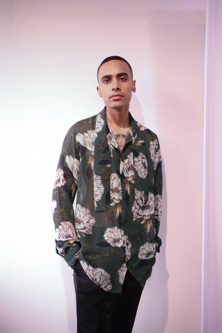 Bottle Green Floral Shirt