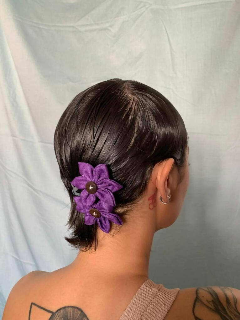Purple Petal flower clip set