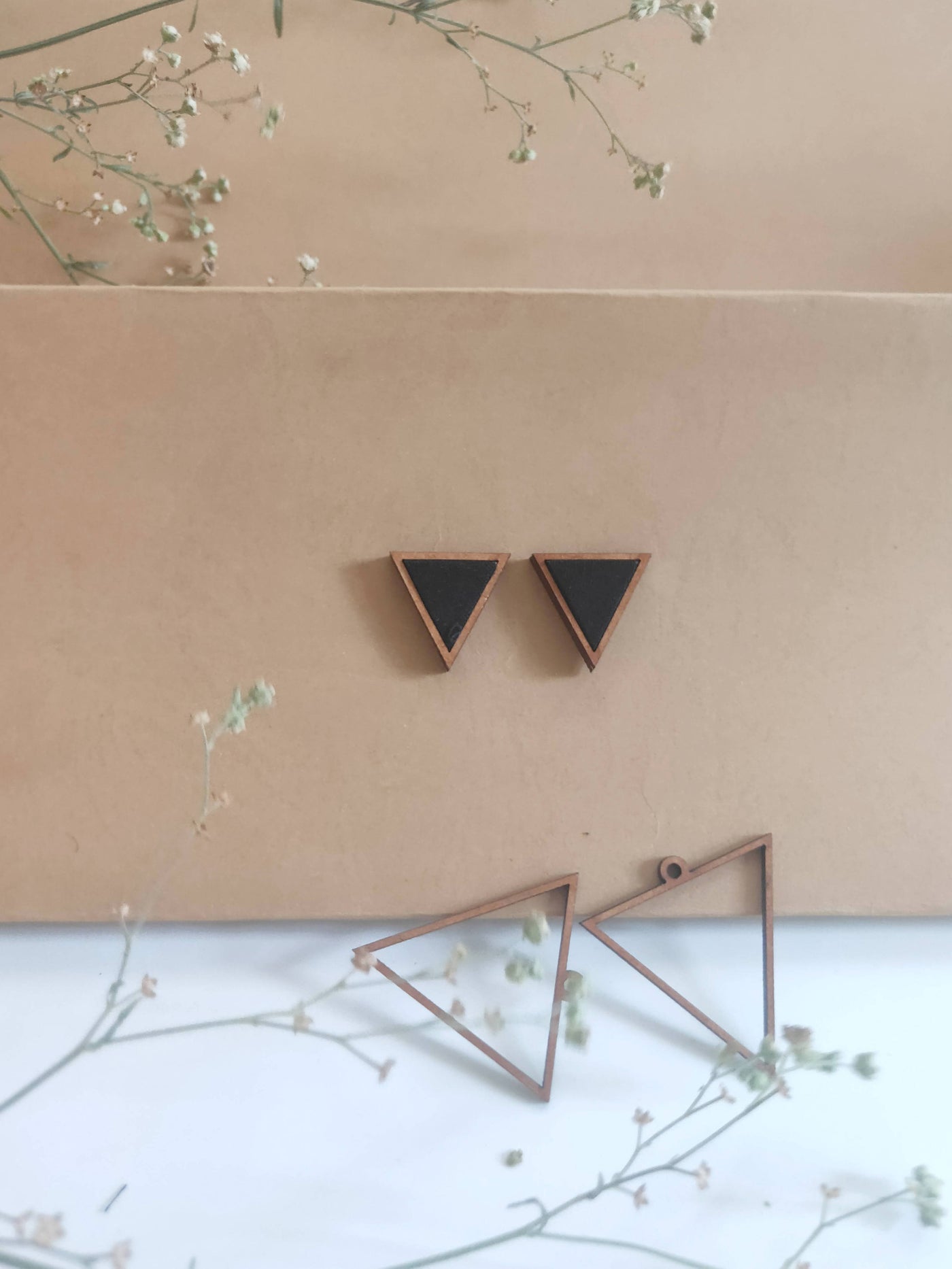 Two in One Black Triangle earring
