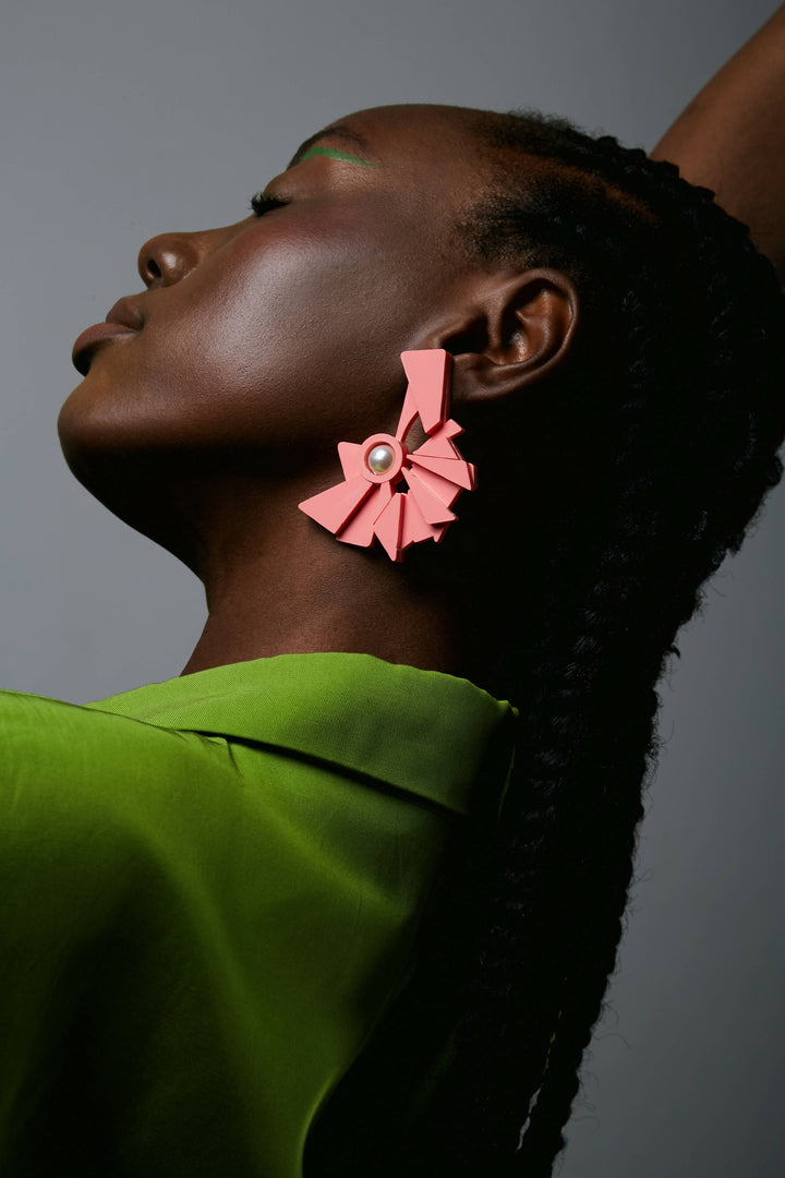 Crinkled Love Pink Earrings
