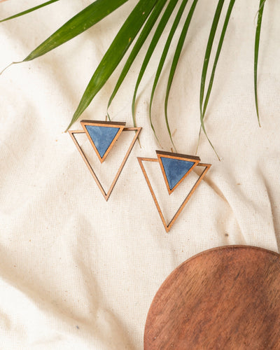 Two in One Blue Triangle Earring