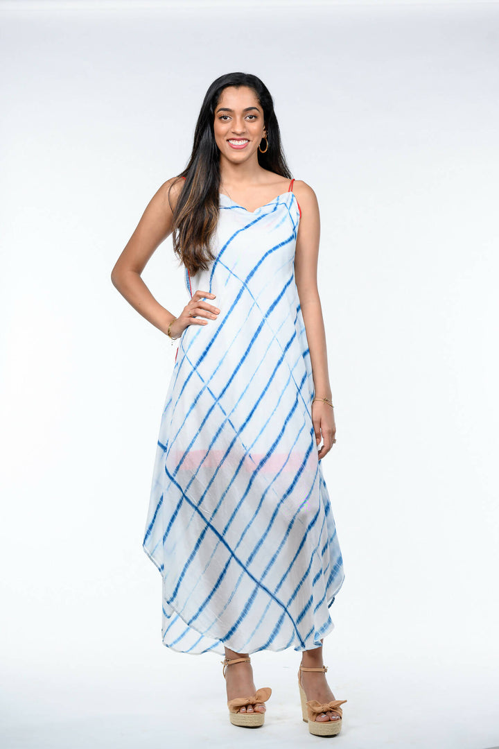 Cowl Neck Shibori Dress