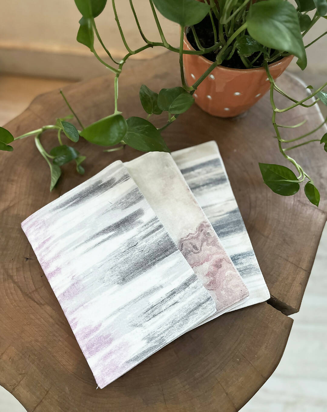 Beautiful Fabric Soft Cover Handmade Notebooks - Set Of 3