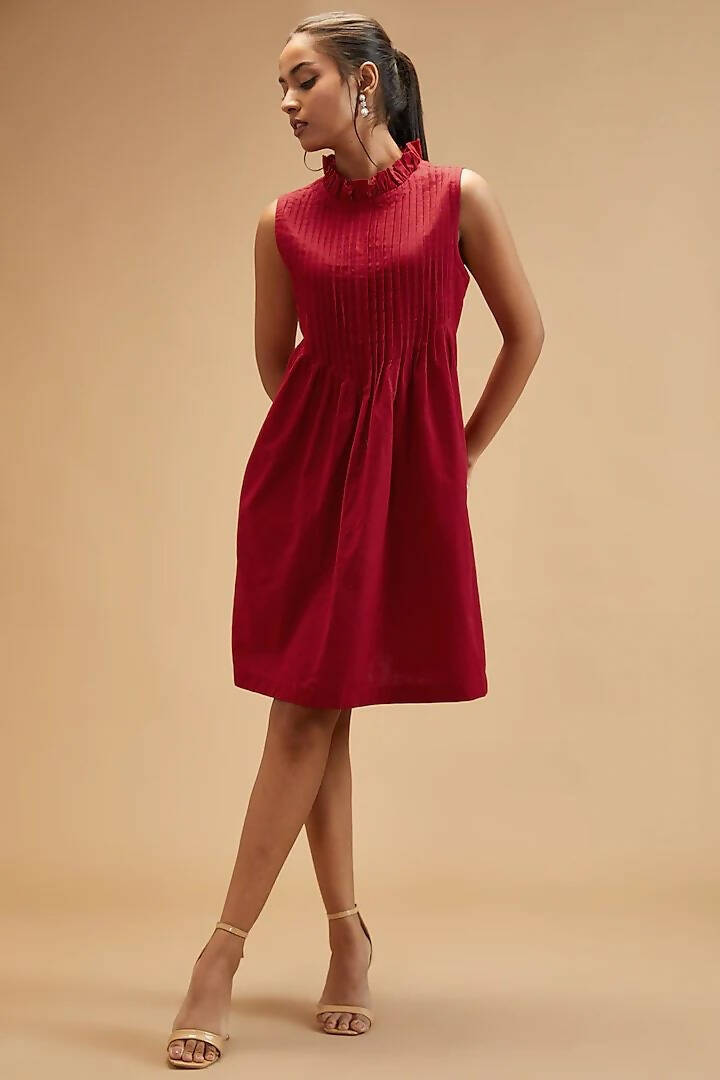 Scarlet Red Pleated Tunic
