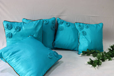 Turquoise Silk Cushion Cover Set