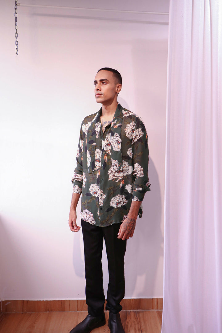 Bottle Green Floral Shirt