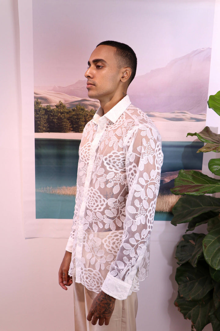 White Floral Shirt