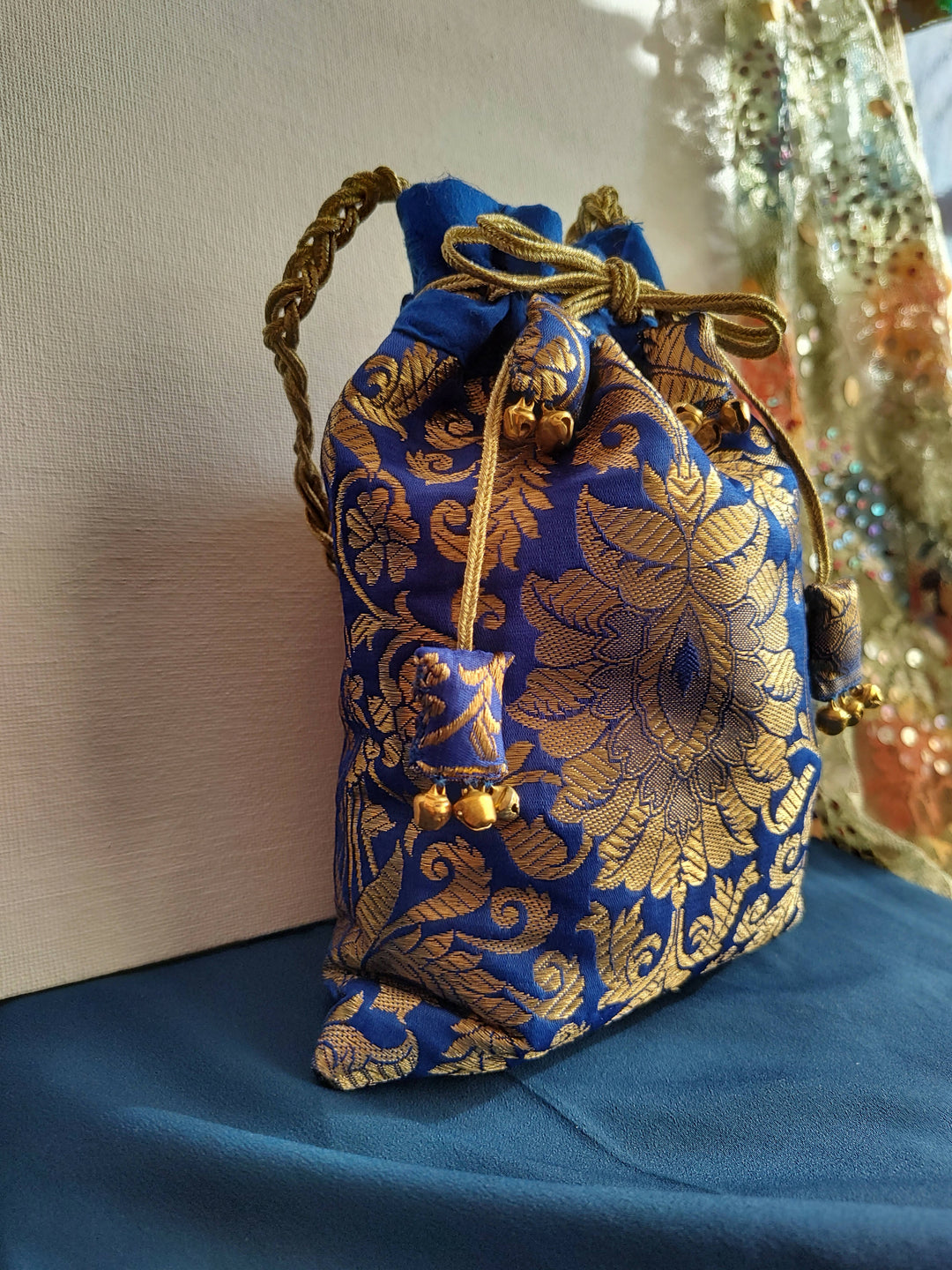 Blue Brocade Potli