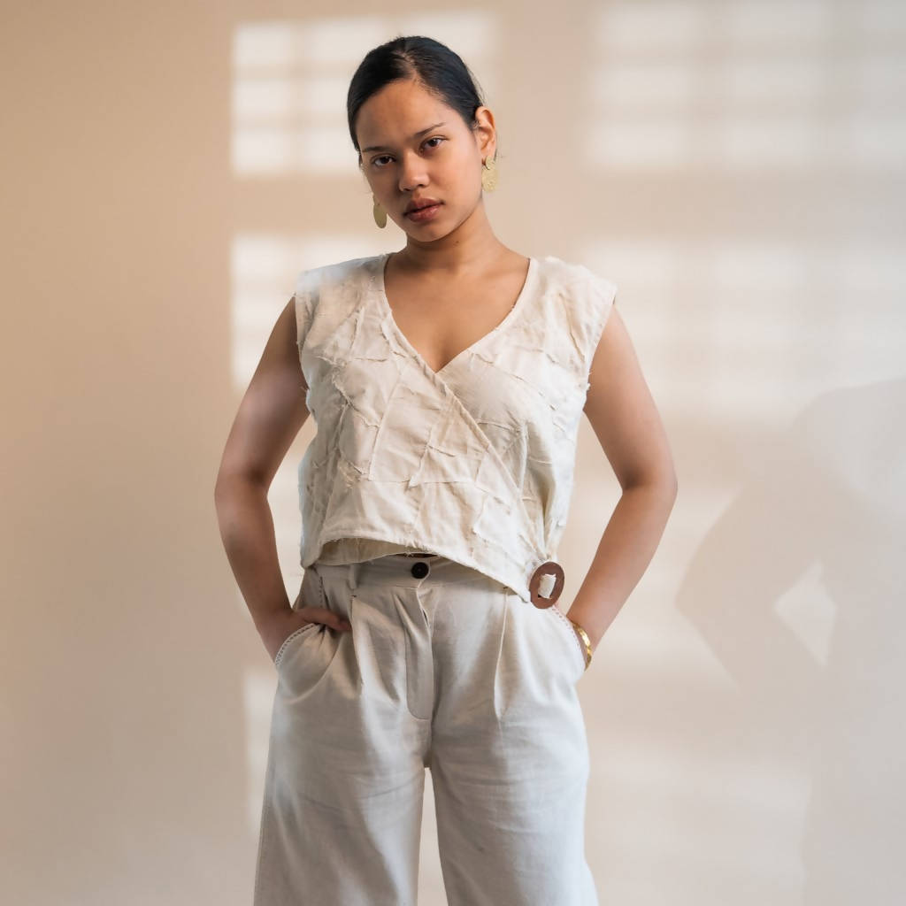 Dawning Upcycled Overlap Vest | Upcycled Cotton Crop Top – REFASH