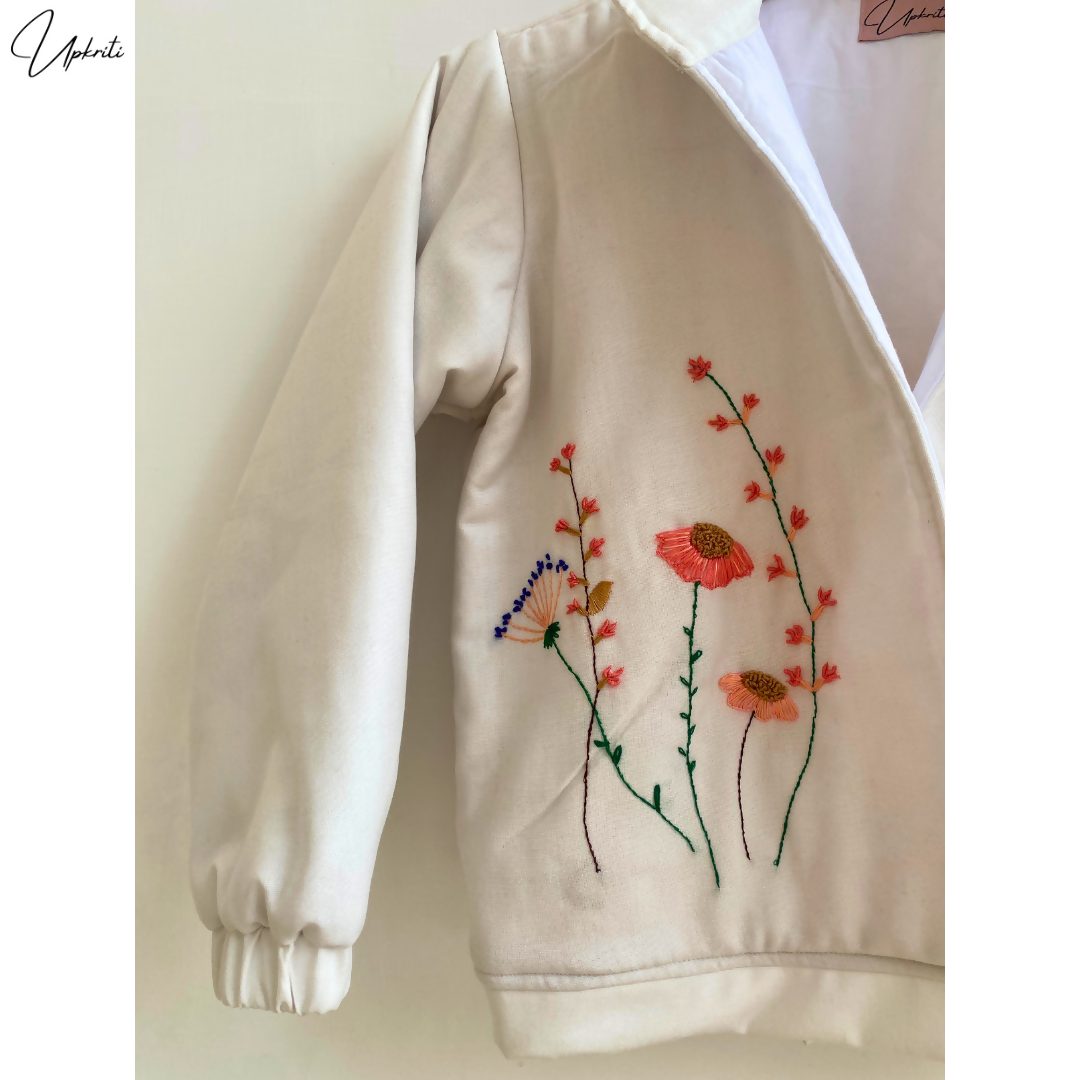 Unisex Floral Hand Embroidered Woolen Jacket