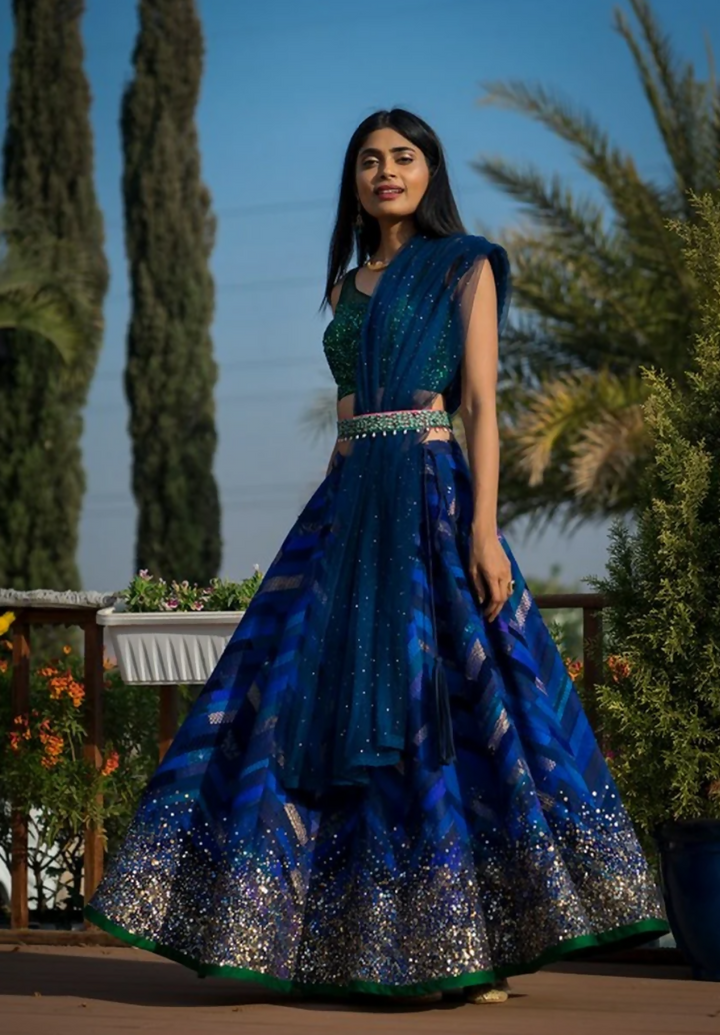 Blue-Green Lehenga