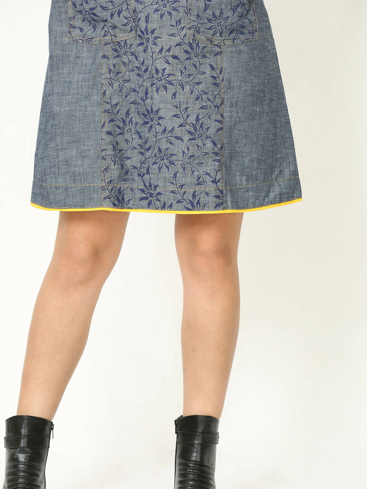 Block print Denim dress