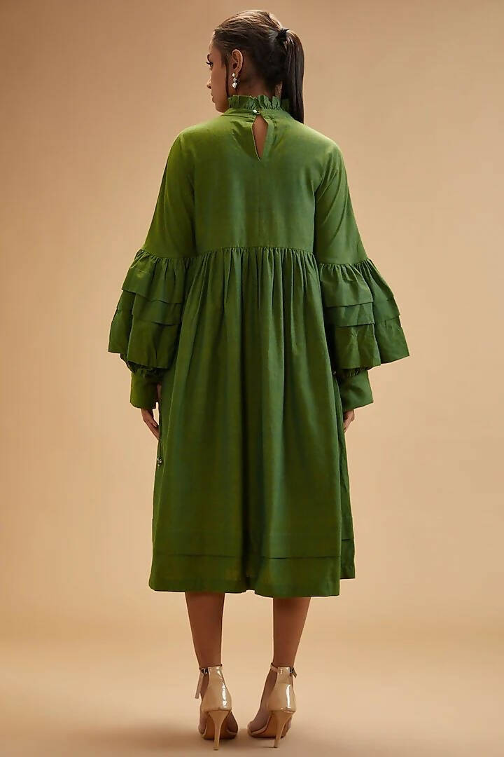 Basil Green Victorian Dress