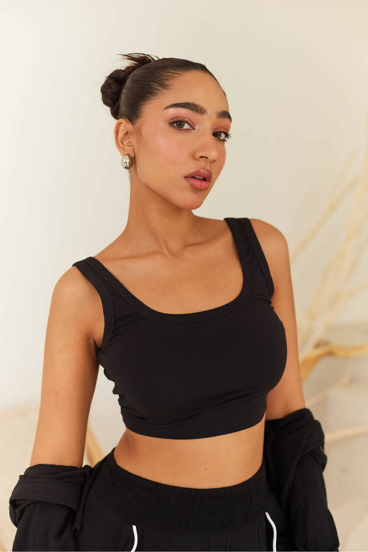 Black Sleeveless Knit Top